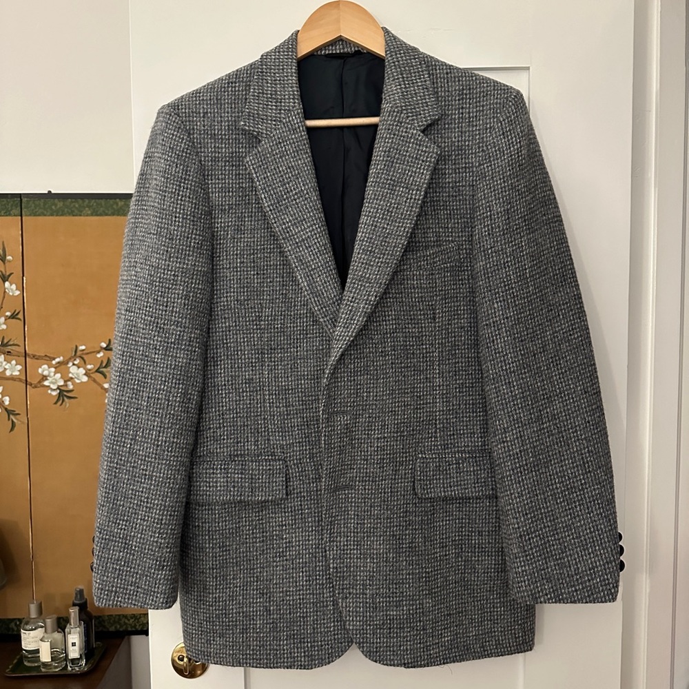 Vintage Blue Gray Wool Sport Coat (fits like a 38R, see measurements)